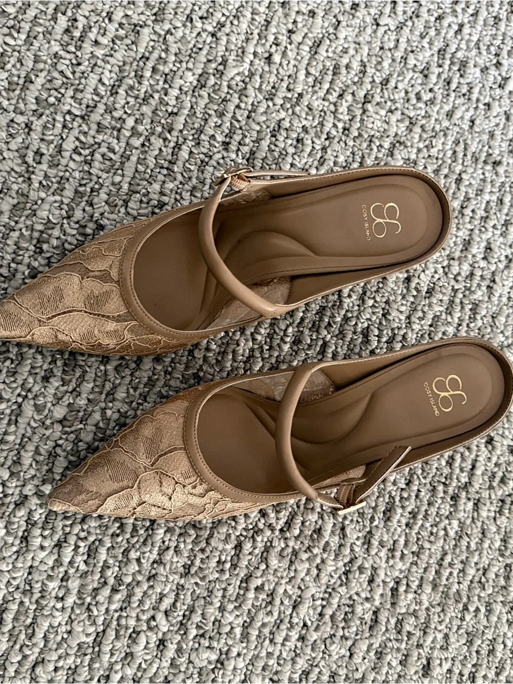 Cosy island gold Lace Pointed-Toe Women’s Slingback 8